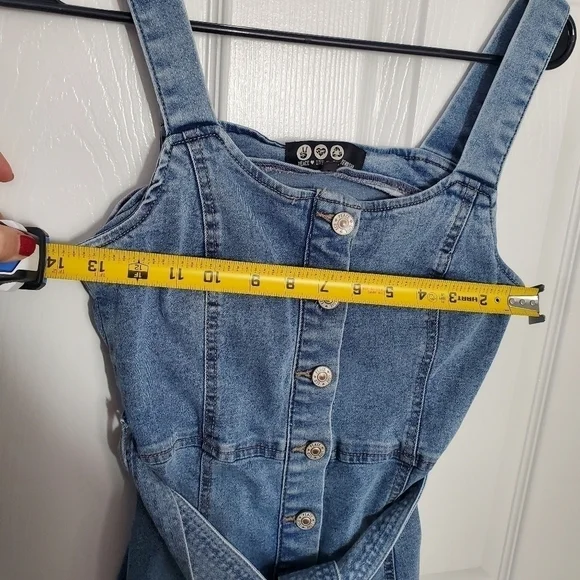 Peace Love Eco Denium Button and Tie Mini Dress - Picture 9 of 10